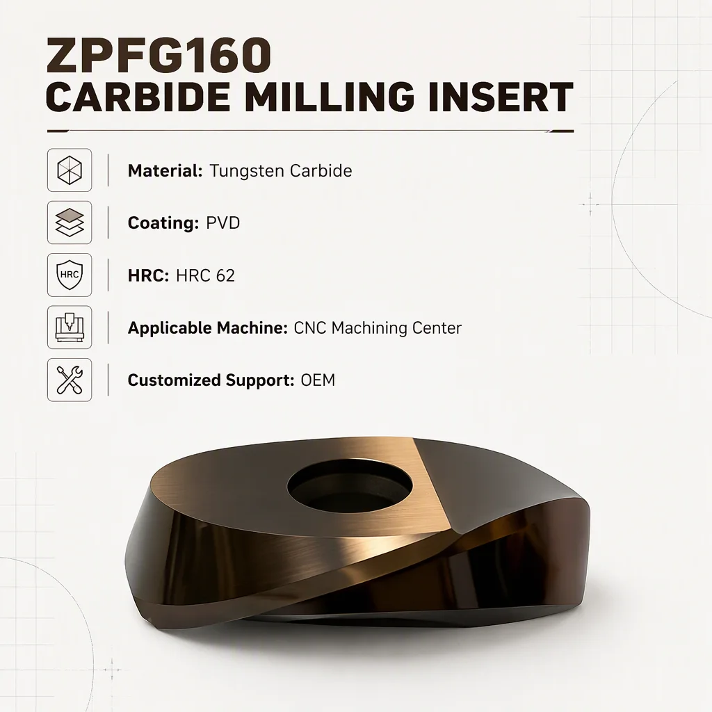 ZZST ZPFG160 Carbide Ball Nose Milling Insert for CNC 3D Profiling and Mold Machining