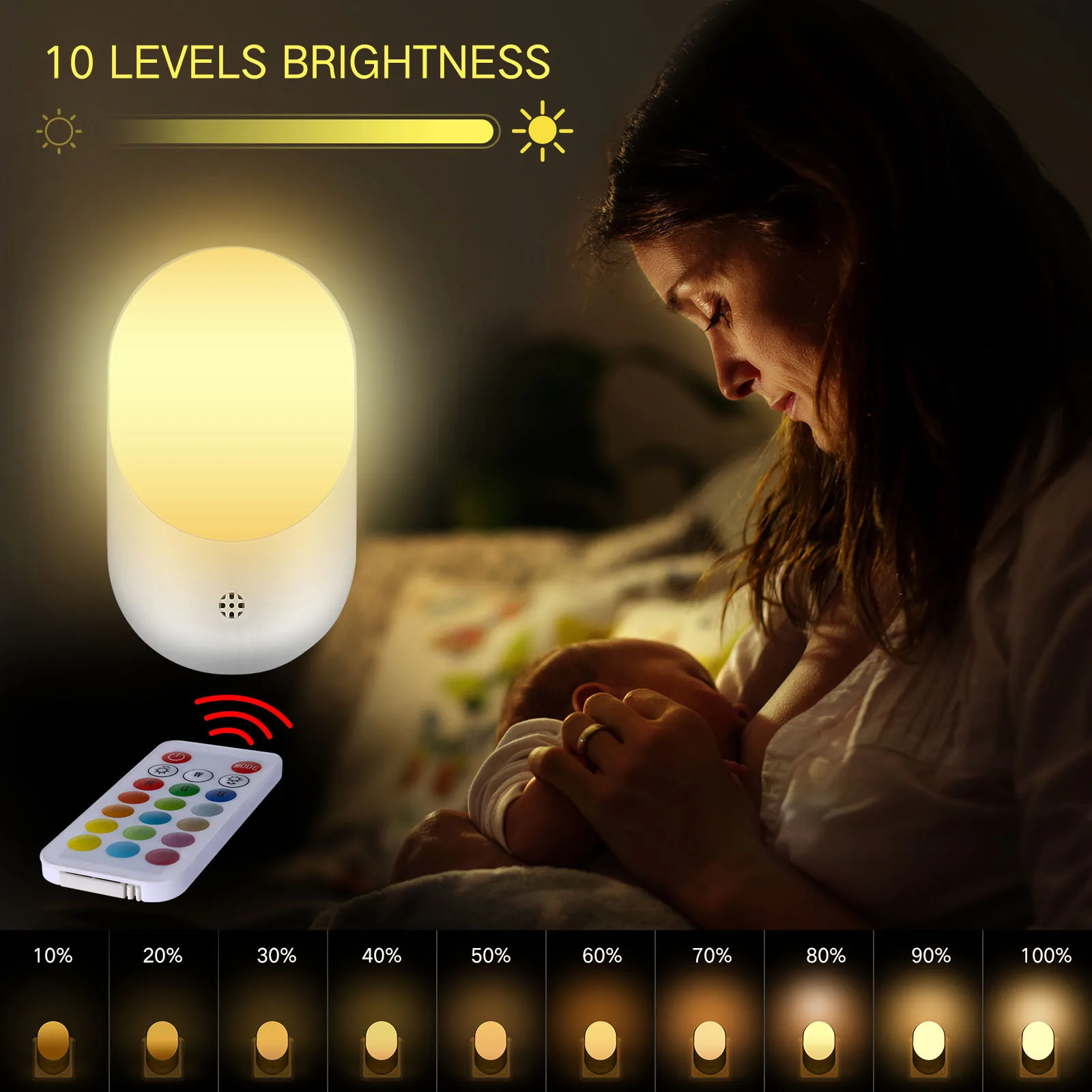 product 16 color rgb  10 levels other home decor night lights for kids room smart remote control  brightness wall lighting indoor-40