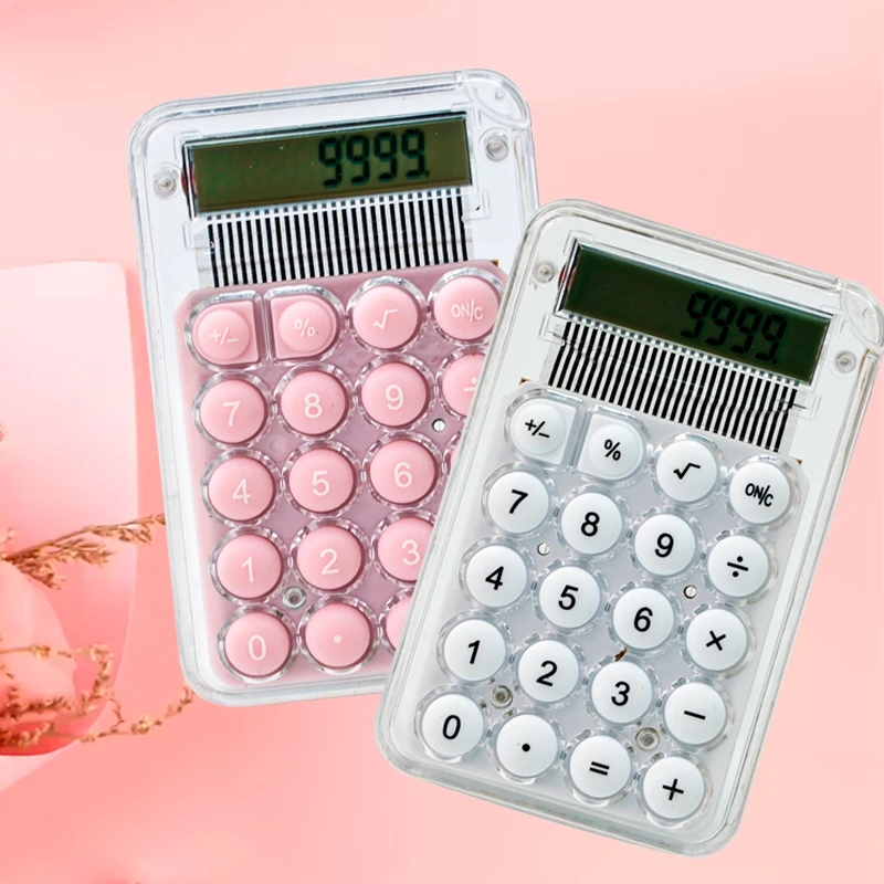 Daily Use 8 Digits Display Silence Widescreen Mini Calculator Students Portable Transparent Electronic Calculator