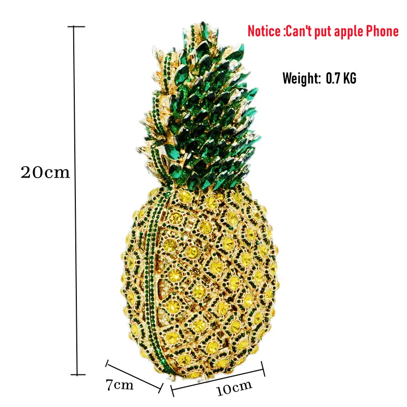 Luxury Crystal Green Pineapple Evening Bags Ladies Party Purse Chain Clutch Bags Female Diamond Handbags