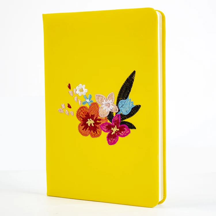 New arrivals a5 embroider notebook pu leather custom pu leather cover notebook