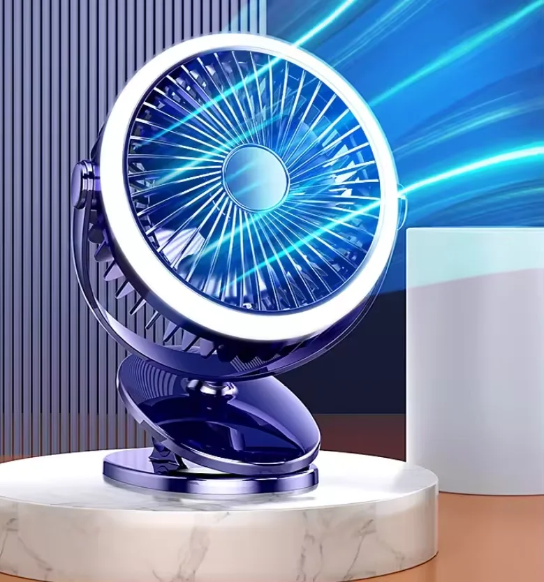 Portable Cooling Fan Touch Screen Retro Desktop Camping Mini USB Battery Charging Camping Fan Stroller Fan Lighting 3 in 1
