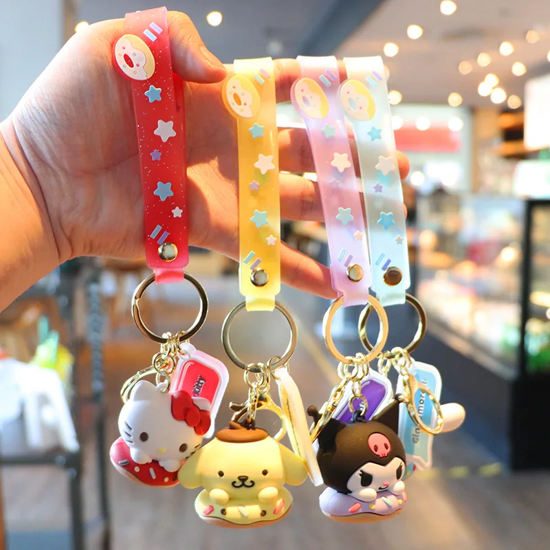 Wholesale Wholesale Donut Hello Kitty Kuromi Melody 3D Keychain hanging  decoration car pendant key chain small gift From m.