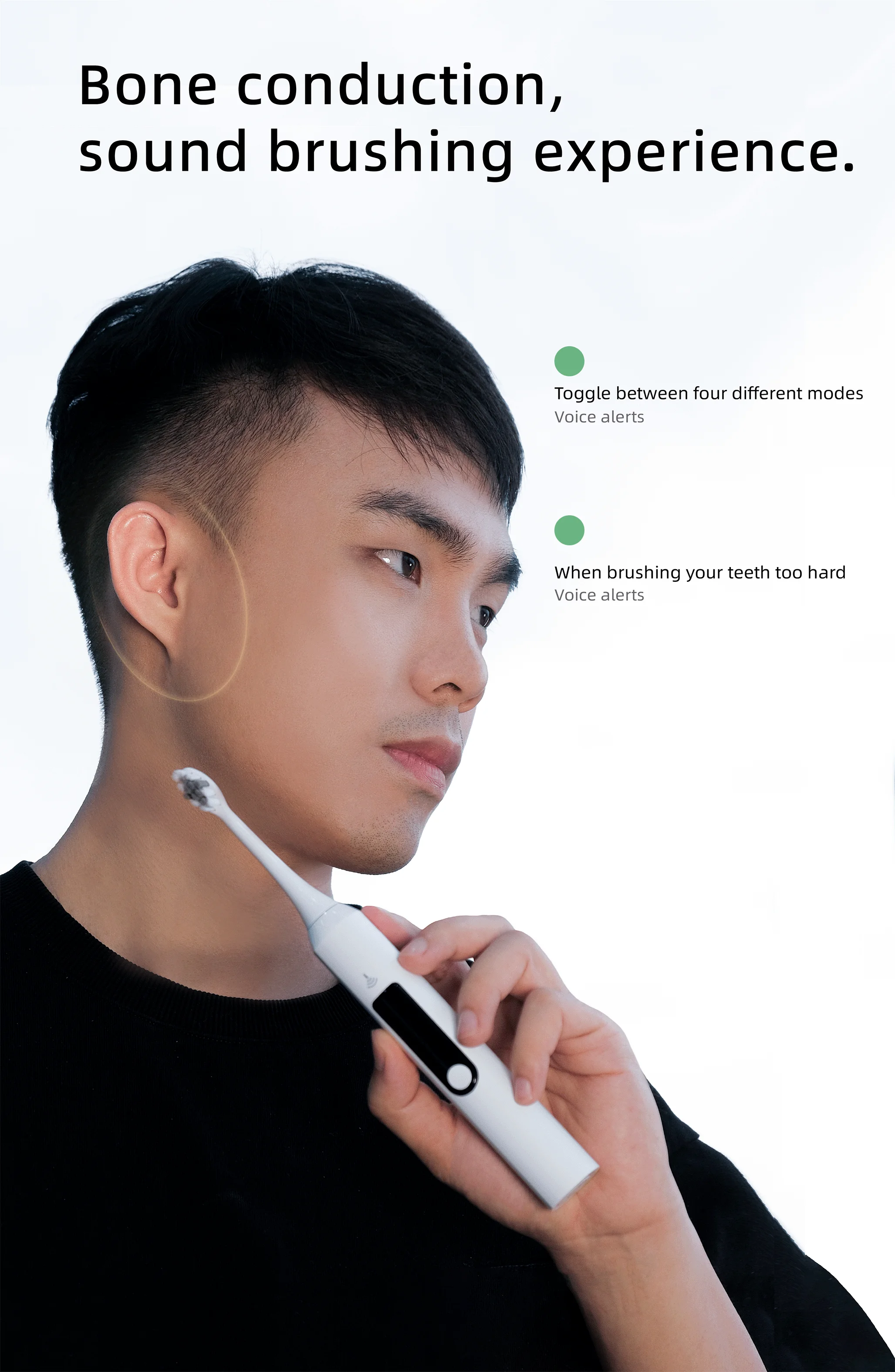 Oem Manufacturers Rechargeable IPX7 bone conduction pressure sensing smart sonic electric toothbrush manufacture