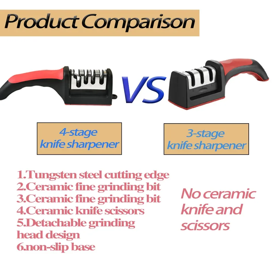 Hot Sale Multifunctional 4in1 Knife Sharpener Kitchen Knife