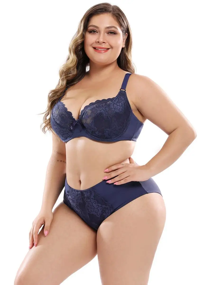 Plus Size Bra And Panty Big Cup Size And Lace Underwear Woman Padded