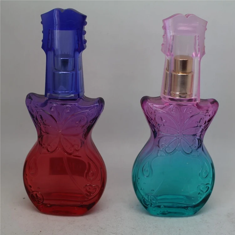 30ml Factory Best Price Guitar Shape Colorful Empty Glass Perfume  Bottle with Plastic Cap