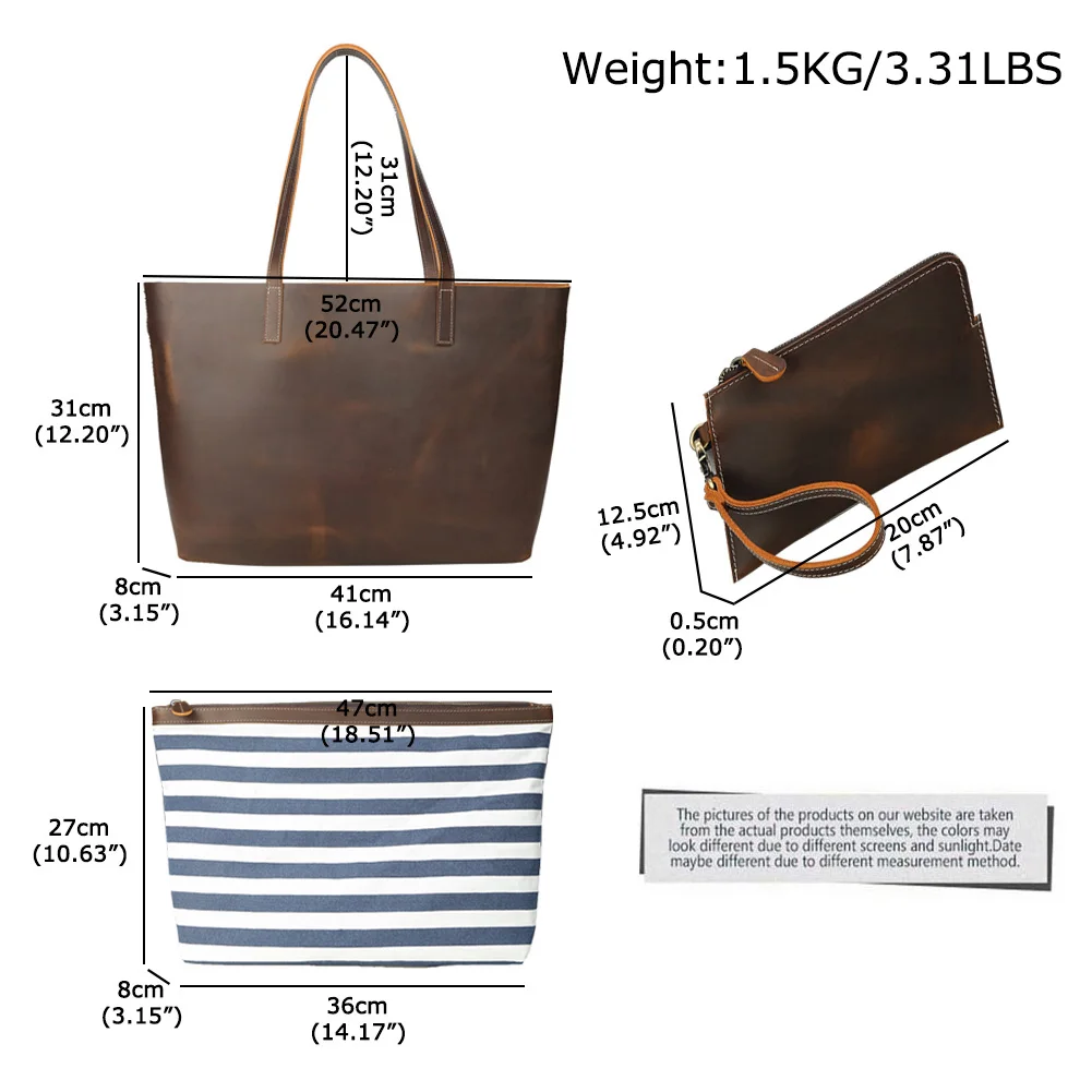 Tiding Custom Luxury Vintage Ladies Real Crazy Horse Leather Tote Shoulder Bag Genuine Leather Woman Tote Bag Handbag