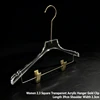 Cintre carré transparent en acrylique pour femmes, 2.3, Clip doré