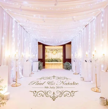 Plancher De Mariage Personnalisé XL 84x84cm - Autocollant Piste De Danse Avec Noms Et Date