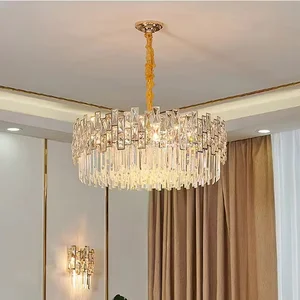 Fashionable Light Luxury Nordic Simple Crystal Chandelier for Living Room and Bedroom Stainless Steel Chandelier