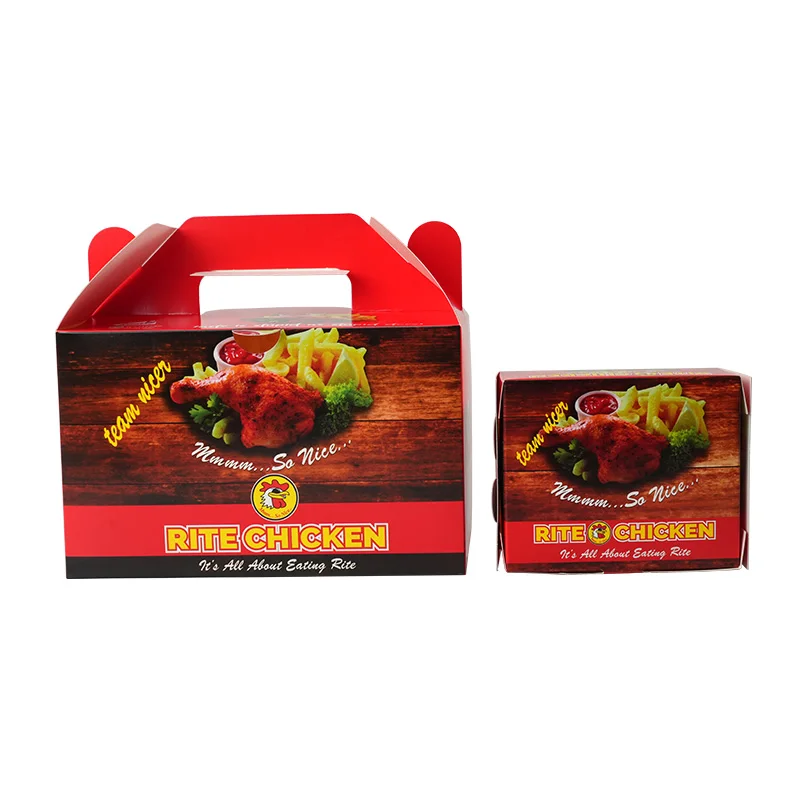 Factory Custom logo Design Burger and Fries Chicken Wing Packaging Box Take Out Korean Fried Chicken Boxes
