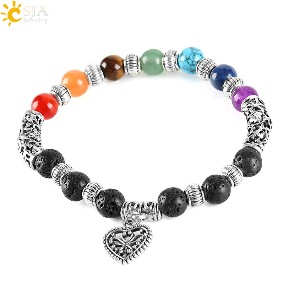 Wholesale Men Women 7 Chakra Bracelets Bangles Colors Mixed Healing Crystals 