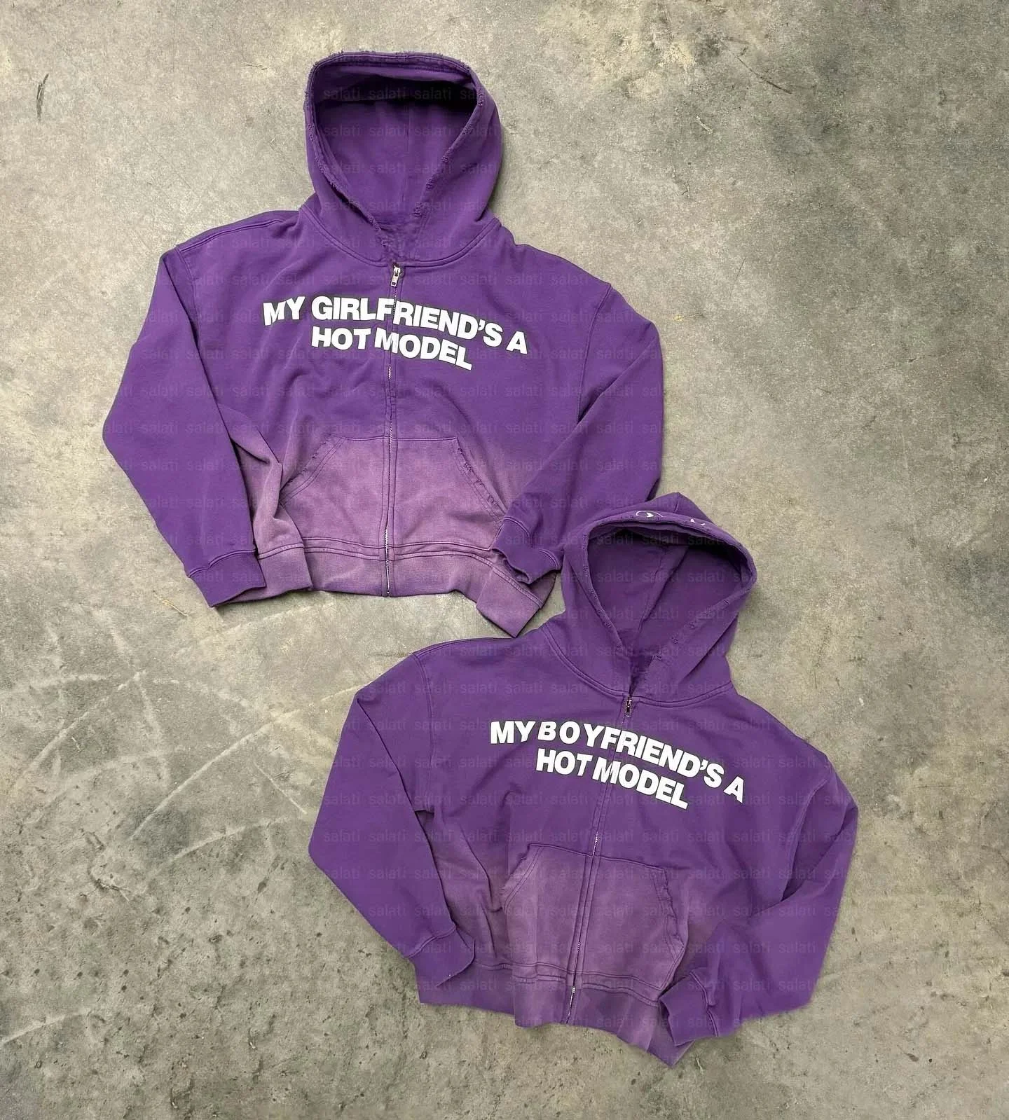 Custom Y2K Distressed Hoddies Jacket 100% Cotton French Terry Screen Print Sun Faded Acid Wash Zip up Unisex Cropped Hoodies Men gallery 11