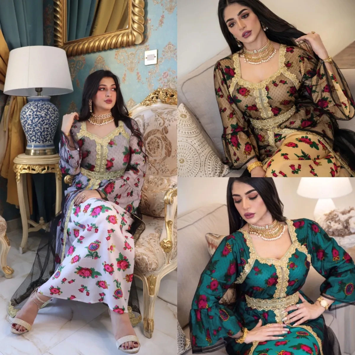 Ramadan Arab Dubai Islamic Clothing Eid Mubarak Muslim Abaya Dress Fashion Women Turkey Patchwork Embroidery Indian Kaftan Dress