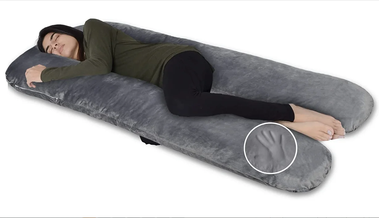 Pharmedoc Pregnancy Pillow Grey Ushape Full Body Maternity Pillow