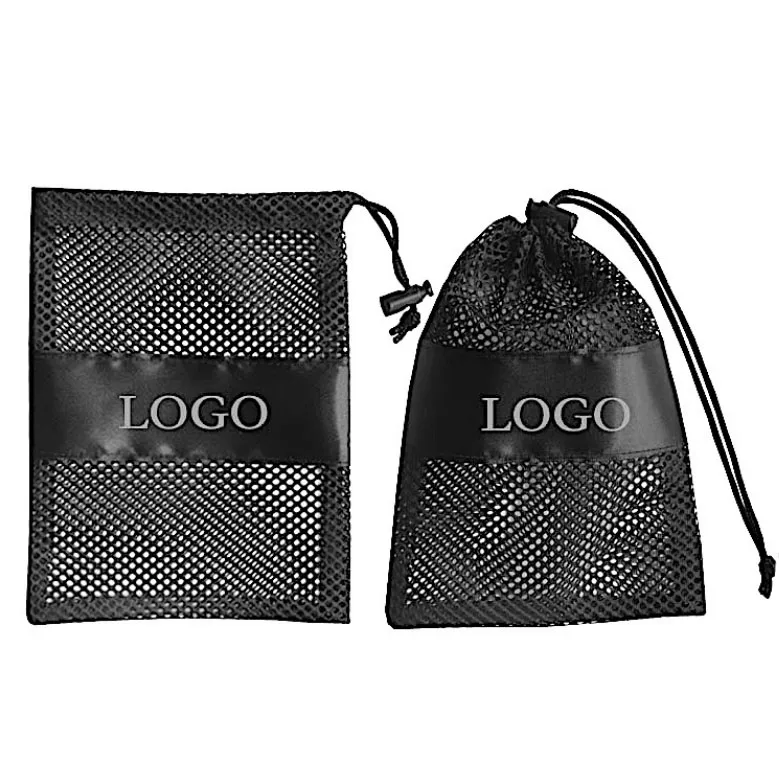 Polyester Net Packing Custom Logo Small Nylon Mesh Pouch Drawstring