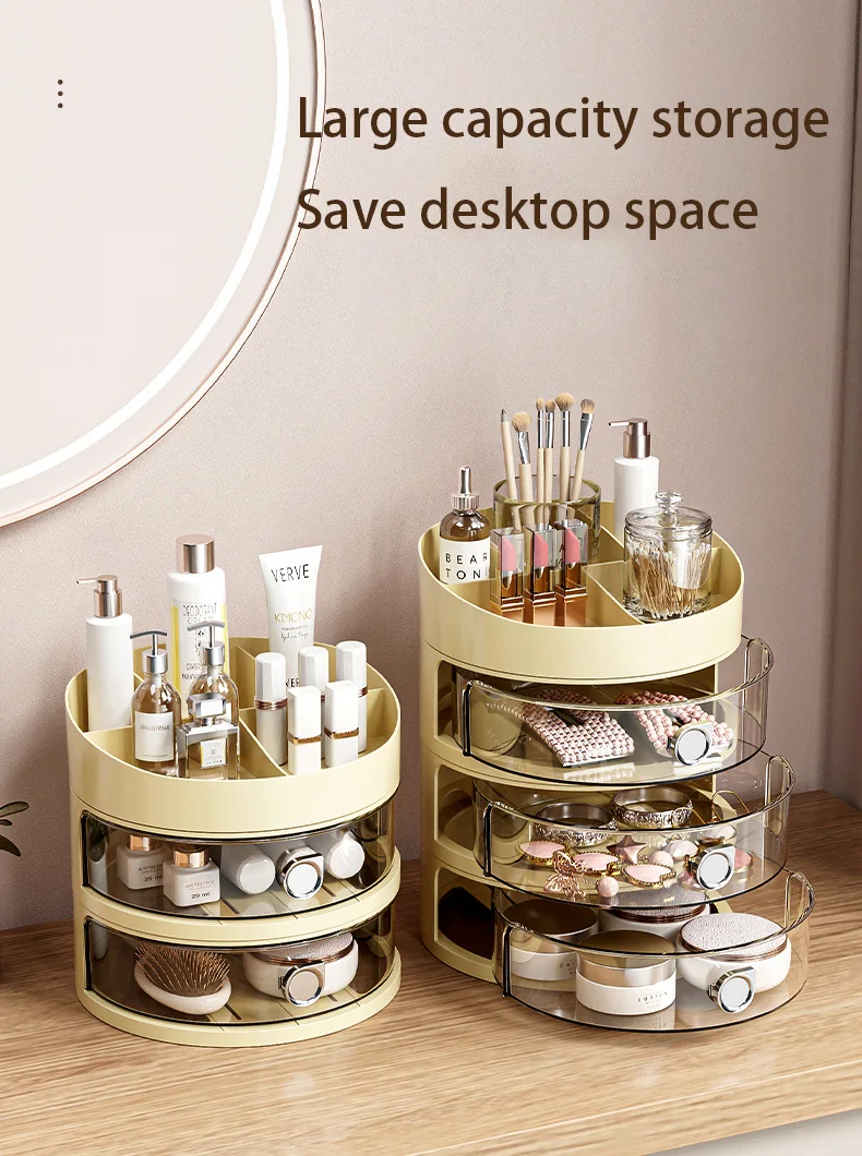 1/2/3Layer Dresser Cosmetic Brush Pen Holder Stationery Organizer Desk Office Storage Box With Drawer