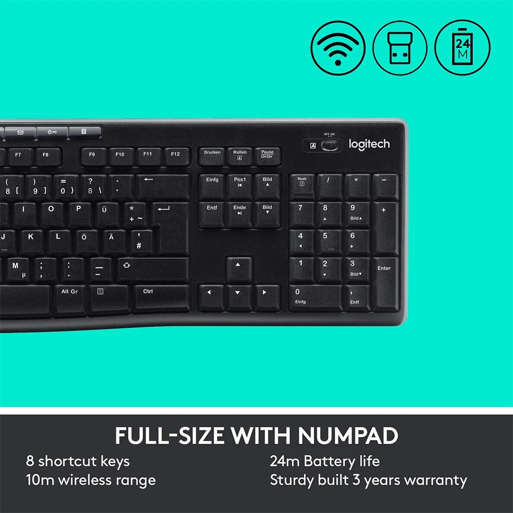 Logitech MK270 Keyboard With Mouse Combos For Computer