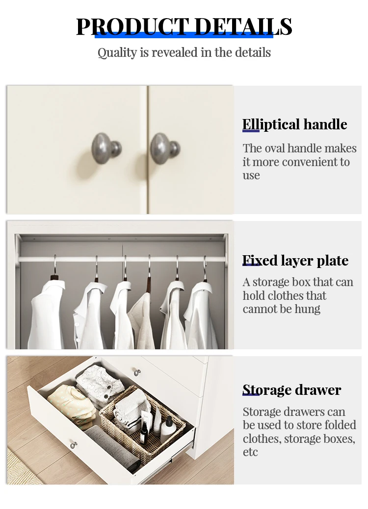 Durable Construction Metal 0.6mm Steel Wardrobe Closet Cupboard for Clothes Bedroom details