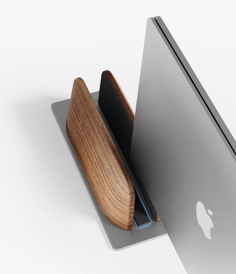 Space-Saving Desk Stand Non-Slip Real Black Walnut Solid Wood Vertical Notebook and Laptop Stand