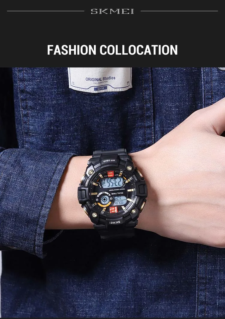 SKMEI 2018 sports new style mens digital watch creative Silicone band water proof Chronograph character student watch design