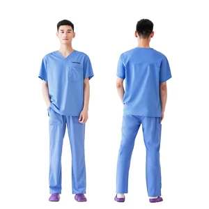 Men's Four Way Stretch Scrub Sets Quick Dry Clinical Nursing Uniforms New Medical Scrubs Clothes for Doctors Spandex Hospital