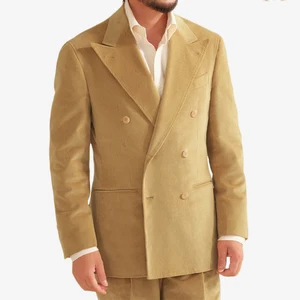 Custom Cotton Corduroy Luxury Men's Suit 2 Pieces High Quality Mens Bank Formal Suits Pants for Men