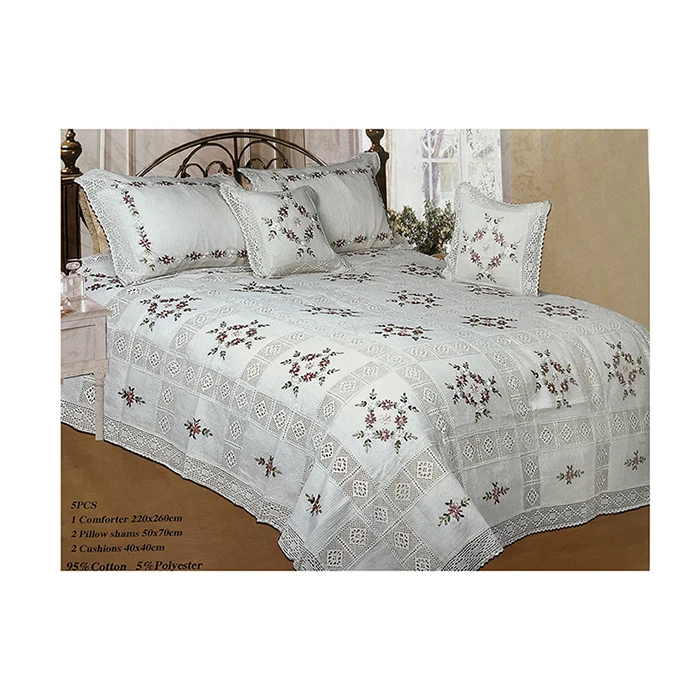 Роскошное Европейское кружевное постельное белье Flourish Комплект постельного белья из 100% хлопка свадебное комплекты