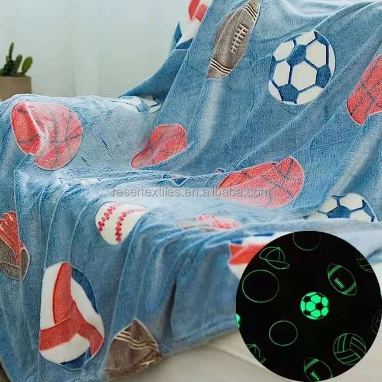 100% Polyester Super Soft Knitted Flannel Glow-in-the-Dark Festival Star Personalized Character Throw Blanket Kids Four Seasons