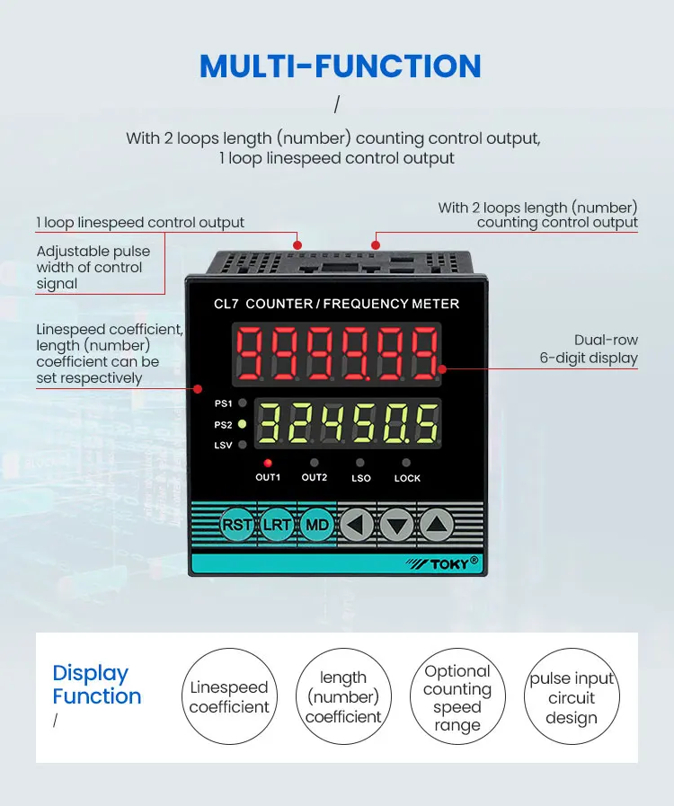 CL Series Length Linespeed Counter 2 Loops Length Counting Control Output Digital Counter