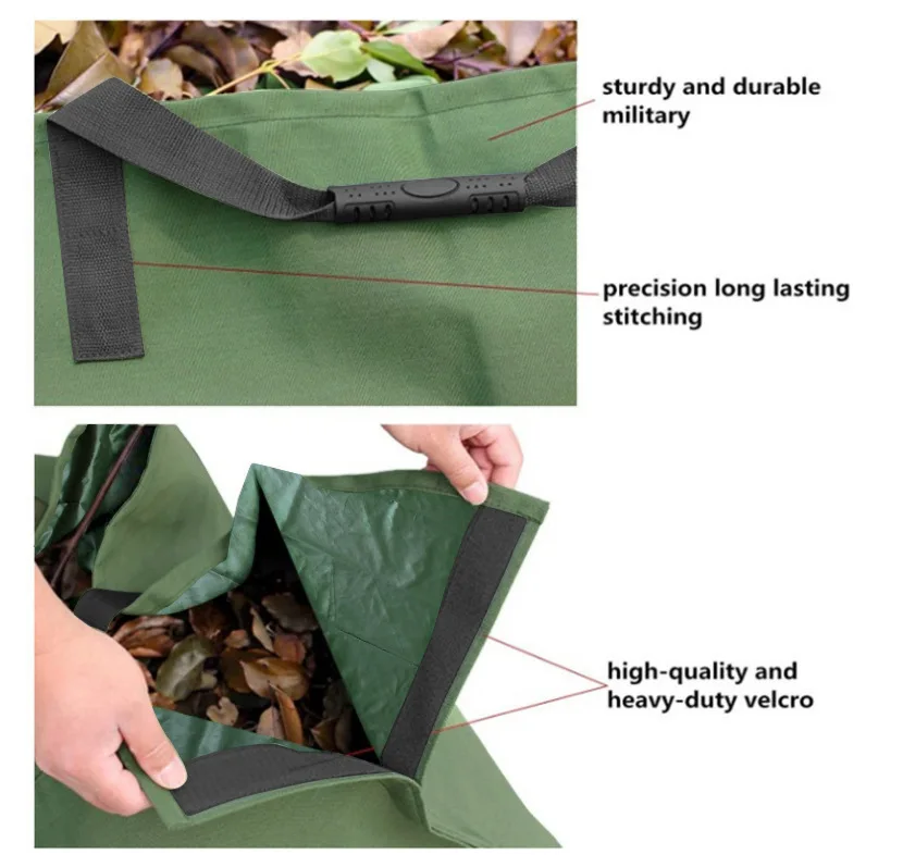 OEM Outdoor Durable Folding 600D Leaf Bags Clean Up Garden Farm Trash Bag Holder