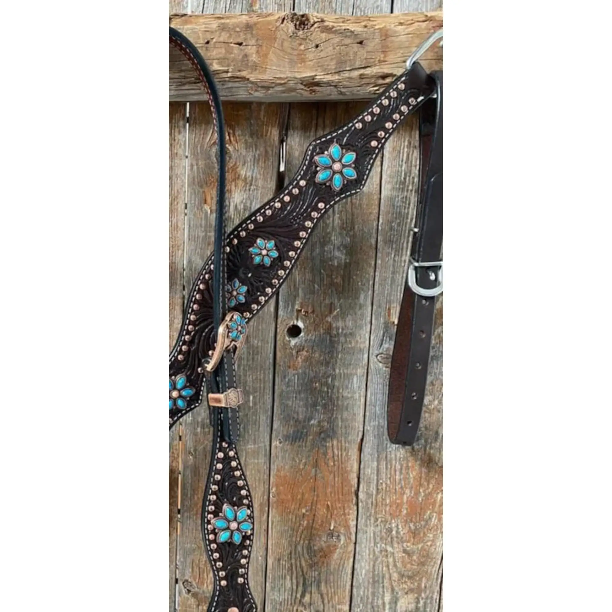 Direct Factory Supply Durable Adjustable and Comfortable Dark Oil Dot Headstall Breast Collar Set for Worldwide Export