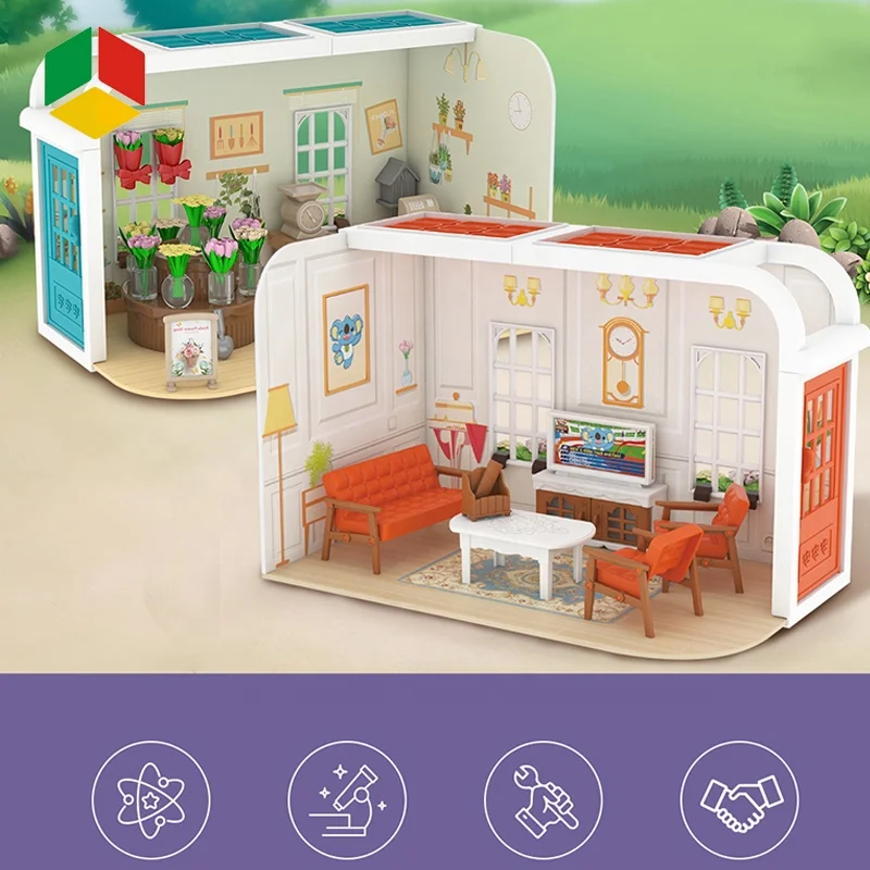 QS carino interessante Kit fai da te in plastica grande castello gioca casa  delle bambole miniature mobili per negozi di frutta giochi di imitazione