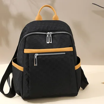 Women's Soft Surface Double Shoulder Backpack Korean Style Large Capacity Casual Multi-Functional Handbag for Outings