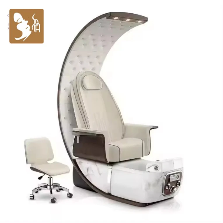 Professional Custom Luxury Modern Manicure Nail Salon Massage Foot Spa Pink Pipeless Jet Electric Pedicure Chair With Basin