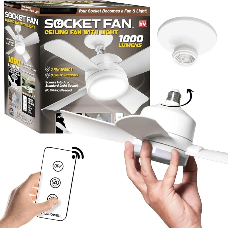 New Bulb Socket Fan Ceiling With Led Light Air Cooling Fan Celine Fans Screw on Lights Socket
