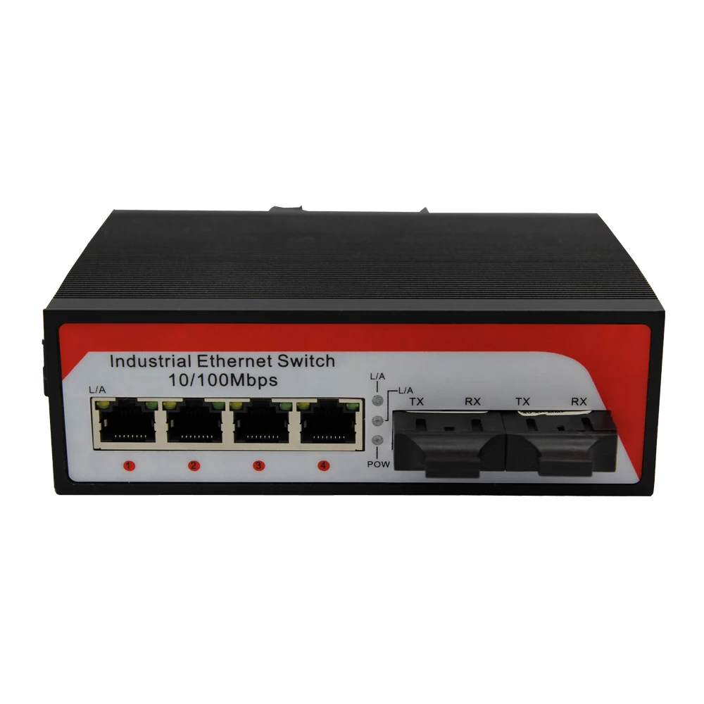 
10/100M 2 Fiber 4 UTP Port Ethernet Switch Industrial Fiber RJ45 Converter 10V Power Supply 