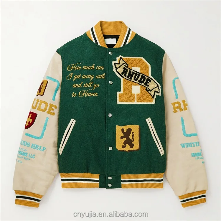 Source Custom chenille embroidery leather sleeve baseball letterman varsity  jacket for men on m.