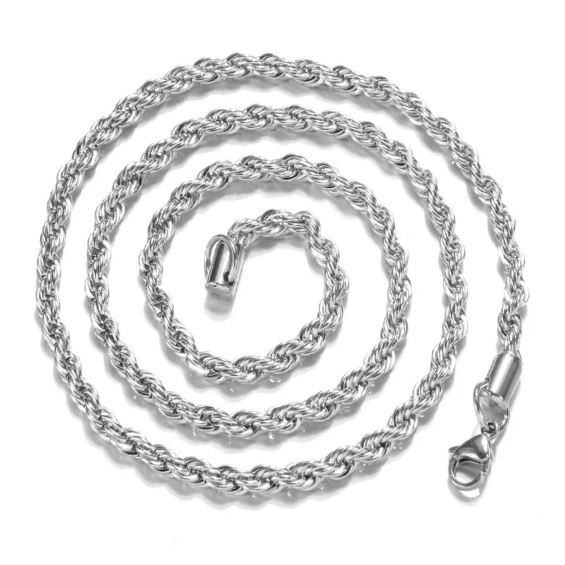 24 Inch 4mm Twisted Rope Chain Necklace 