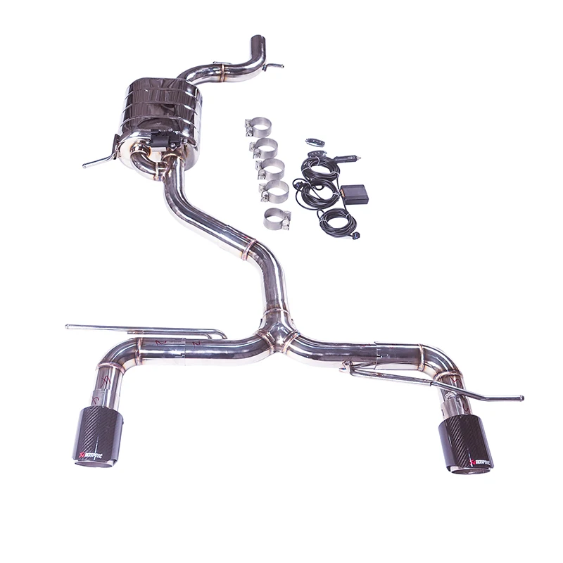 Personalized Sound Modification Polished VW GOLF 6 GTI 2.0T Stainless Steel CATBACK Exhaust System WIth Carbon Fiber Tips