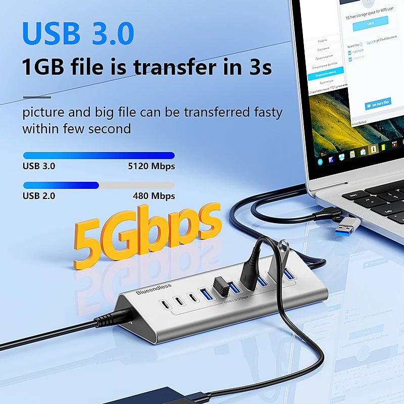Hub USB 2.0 7 Porte con Case Metallico - Hub USB - USB - Computer Hub USB 2.0 7 Porte con Case Metallico - Hub USB - USB - Computer