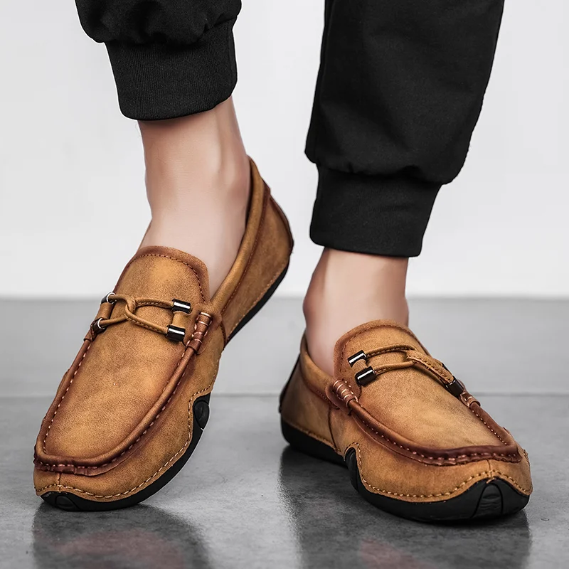 Hommes Smart Lacet Chaussures en Cuir Synthétique Italien Mocassins Décontracté Bateau Mocassin Taille 