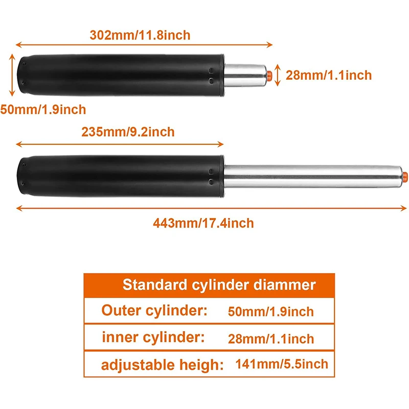 Gastac 2 3 4 Class Steel Powder Black Cylinder Gas Lift for Office Chair Master Lift Gas Spring