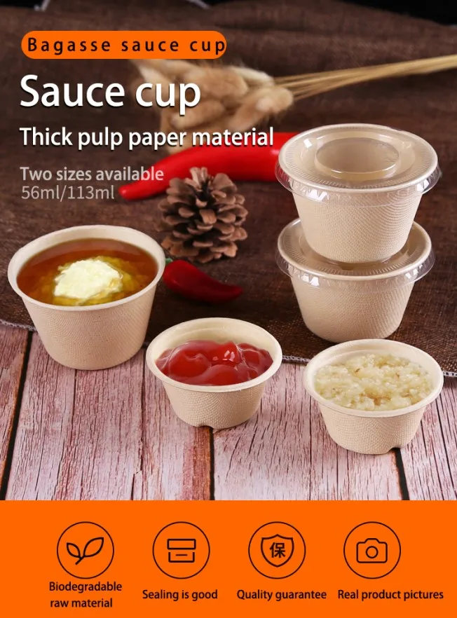 Eco Friendly Hot Sauce Containers 2oz 4oz Takeaway Bagasse Sauce Cups Buy Bagasse Sauce Cups