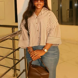 HK73145 Chic Design Blouse Femme Fall Fashion Linen Blend Wide Sleeve Blouses Vintage Long Sleeve Female Shirts Blusas Chic Tops