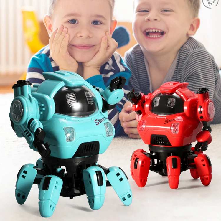 Star Police Toy Robots Six Legs Design Sing and Dance Electric Hexapod Robot With Light and Music Boy Girl Toy Gifts