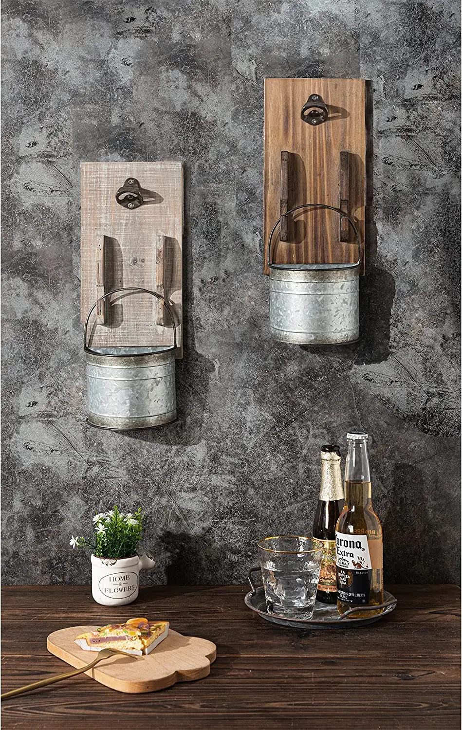 Junji Rustic Hanging Beer Bottle Opener Wall Mounted With Wood Bottle