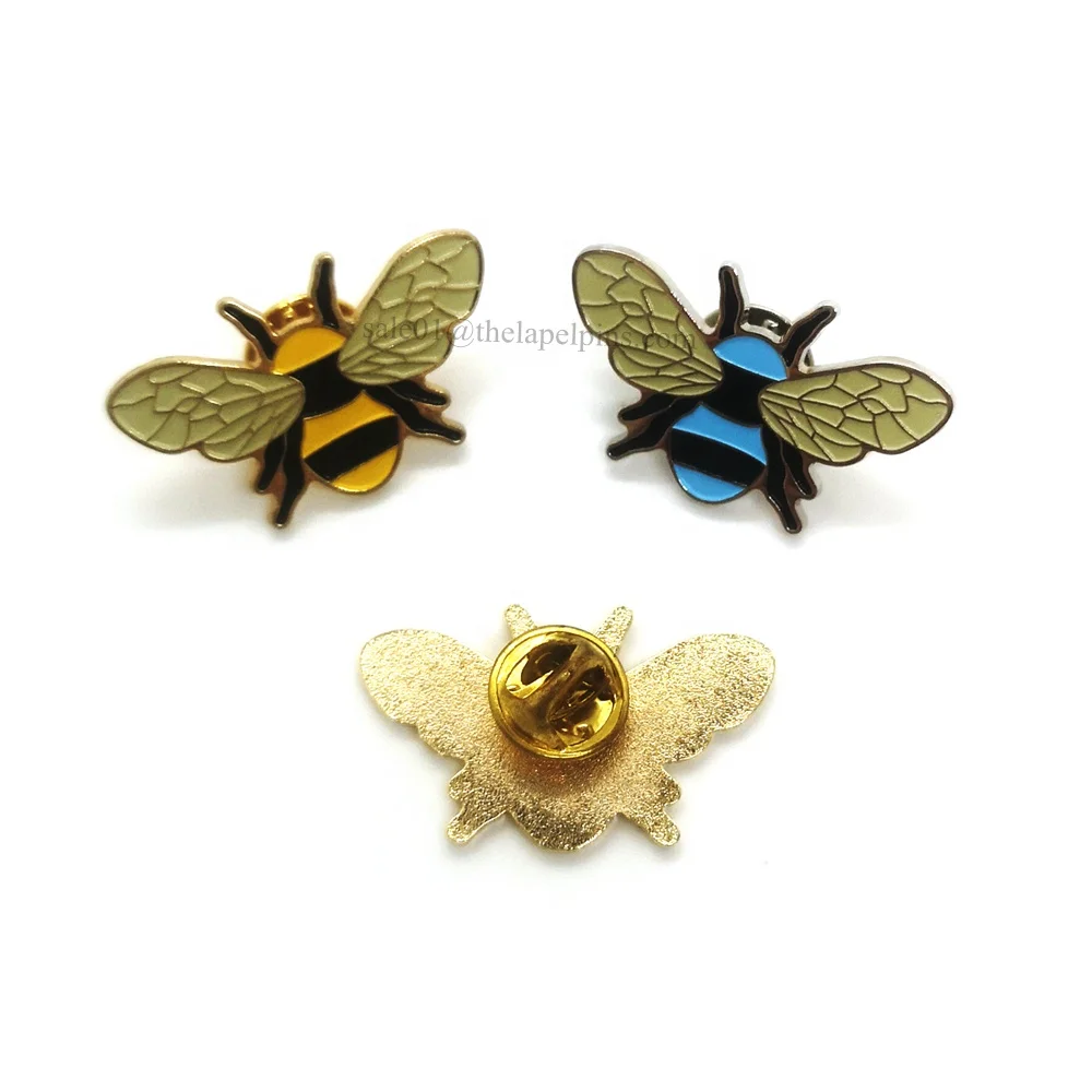 vivid metal honey bee badge custom color enamel lapel pin with