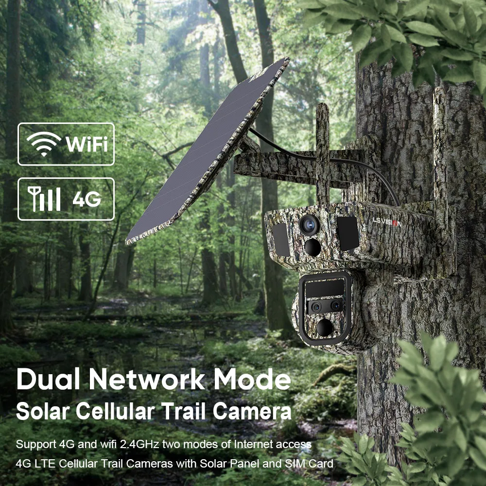 LS VISION Marvelous Series Dual Lens 10X Optical Zoom Dual Network Camouflage Exclusive Appearance CCTV Solar Camera